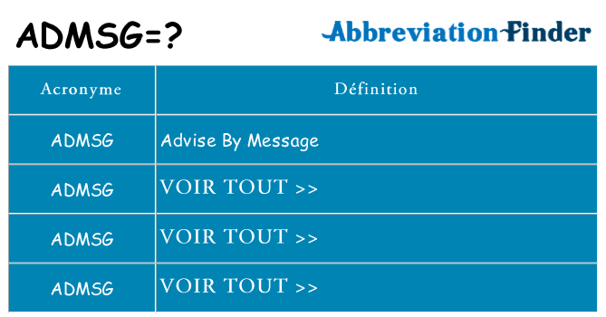 Ce que signifie le sigle pour admsg