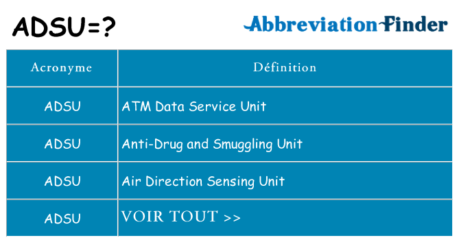 Ce que signifie le sigle pour adsu