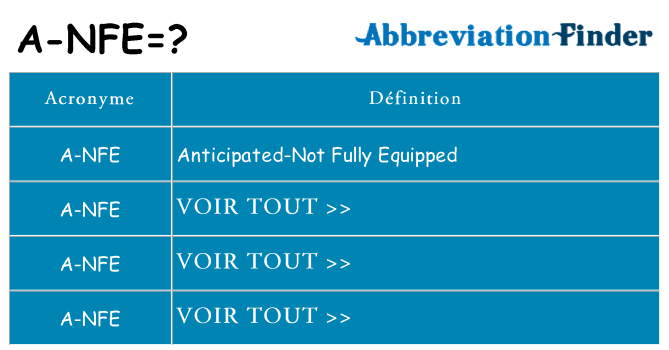 Ce que signifie le sigle pour a-nfe