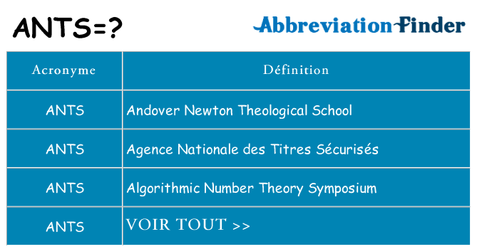 Ce que signifie le sigle pour ants