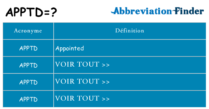 Ce que signifie le sigle pour apptd