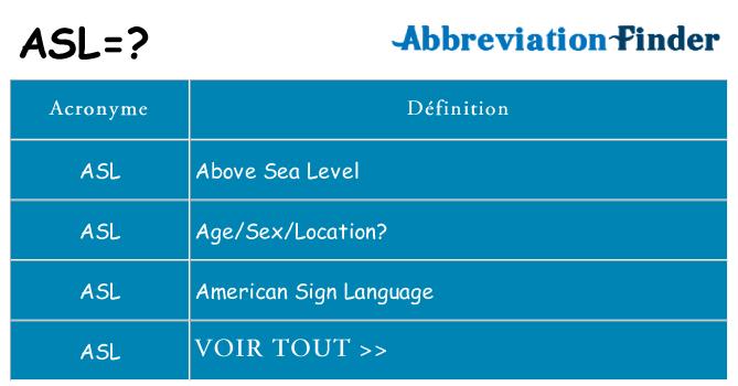 Ce que signifie le sigle pour asl