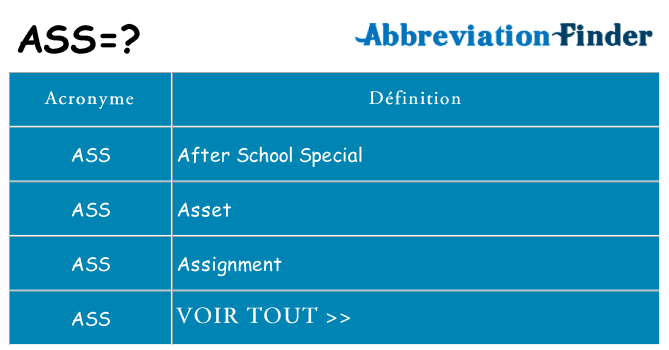 Ce que signifie le sigle pour ass