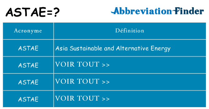 Ce que signifie le sigle pour astae