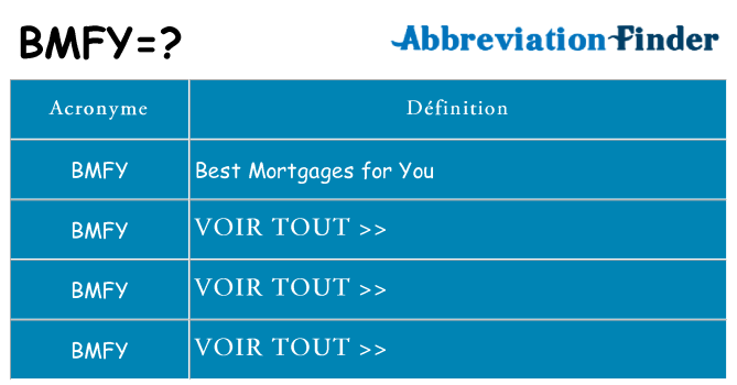 Ce que signifie le sigle pour bmfy