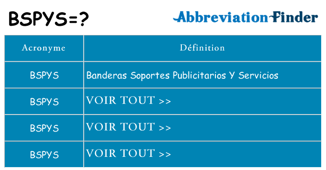 Ce que signifie le sigle pour bspys