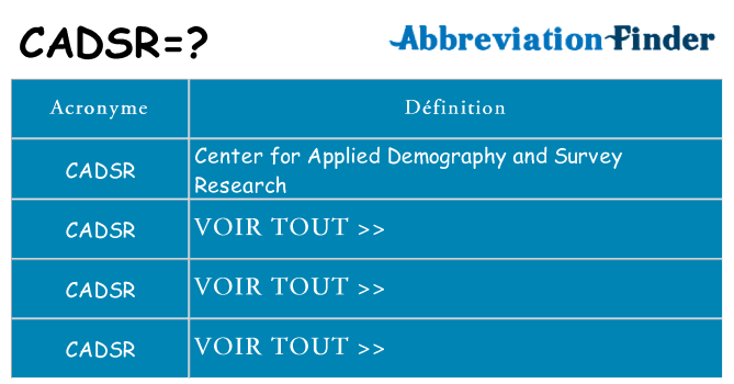 Ce que signifie le sigle pour cadsr