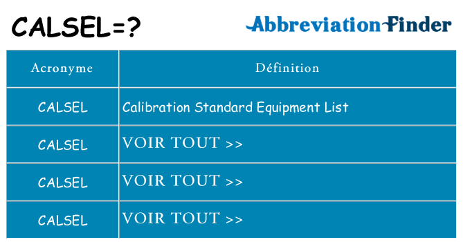 Ce que signifie le sigle pour calsel