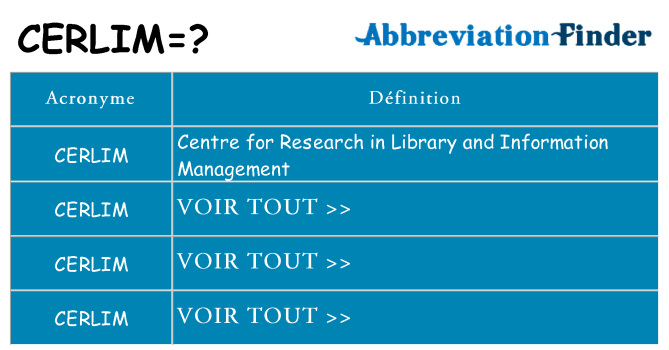 Ce que signifie le sigle pour cerlim