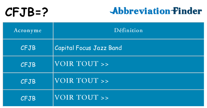 Ce que signifie le sigle pour cfjb