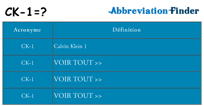 Ce que signifie le sigle pour ck-1