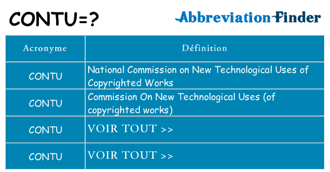 Ce que signifie le sigle pour contu