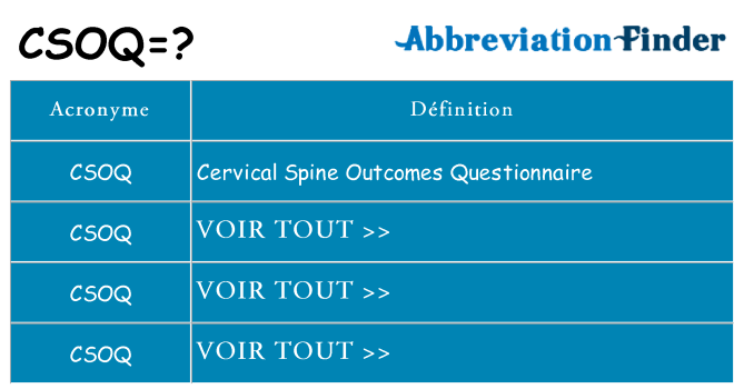 Ce que signifie le sigle pour csoq