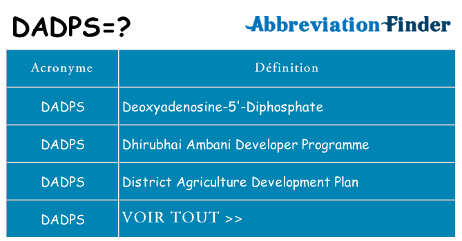 Ce que signifie le sigle pour dadps
