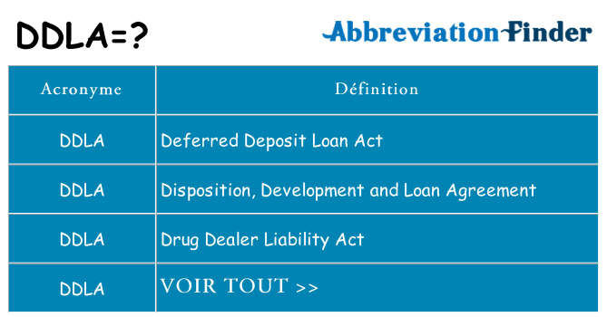 Ce que signifie le sigle pour ddla