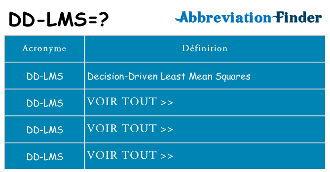 Ce que signifie le sigle pour dd-lms