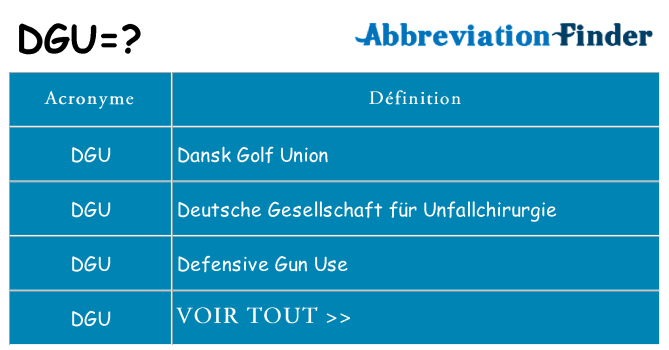 Ce que signifie le sigle pour dgu