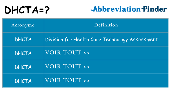 Ce que signifie le sigle pour dhcta