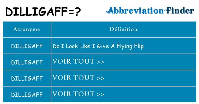Ce que signifie le sigle pour dilligaff