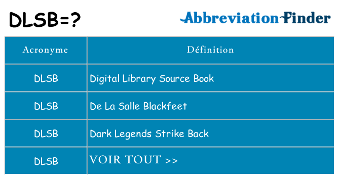 Ce que signifie le sigle pour dlsb