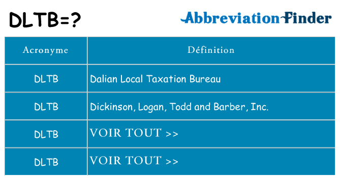 Ce que signifie le sigle pour dltb