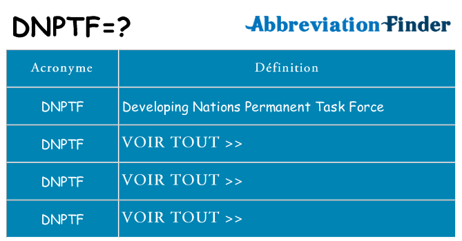 Ce que signifie le sigle pour dnptf