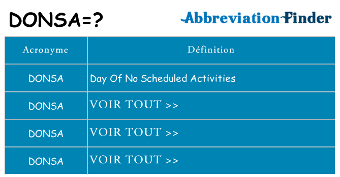 Ce que signifie le sigle pour donsa