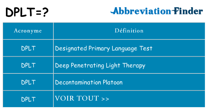 Ce que signifie le sigle pour dplt