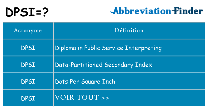 Ce que signifie le sigle pour dpsi