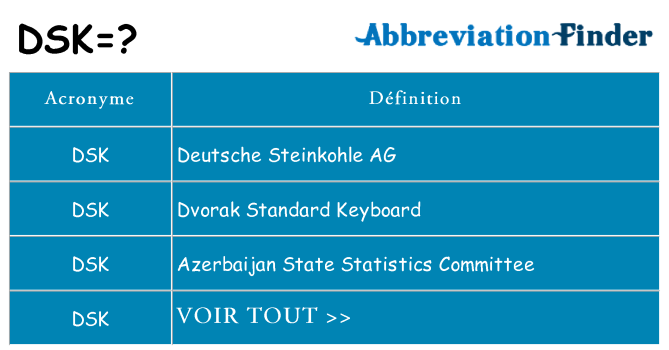 Ce que signifie le sigle pour dsk