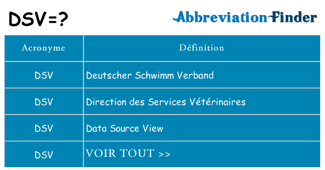 Ce que signifie le sigle pour dsv