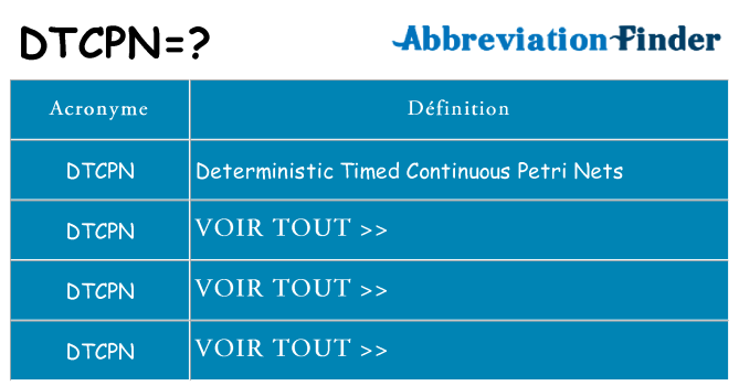 Ce que signifie le sigle pour dtcpn