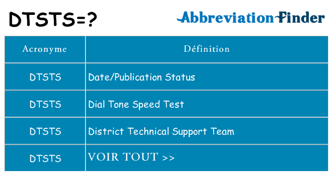 Ce que signifie le sigle pour dtsts