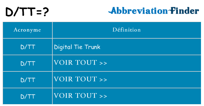 Ce que signifie le sigle pour dtt