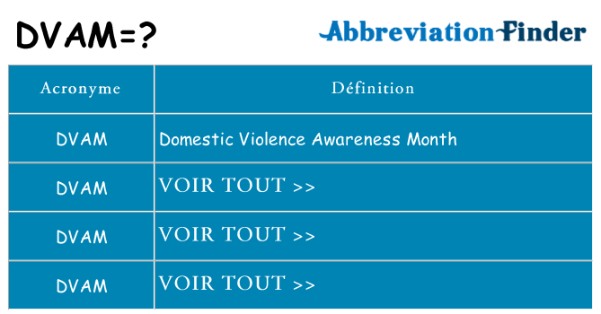 Ce que signifie le sigle pour dvam