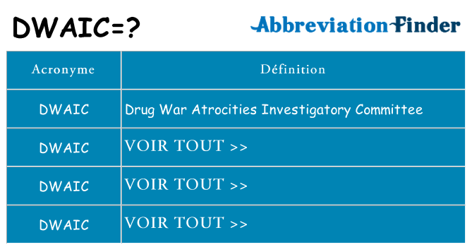 Ce que signifie le sigle pour dwaic