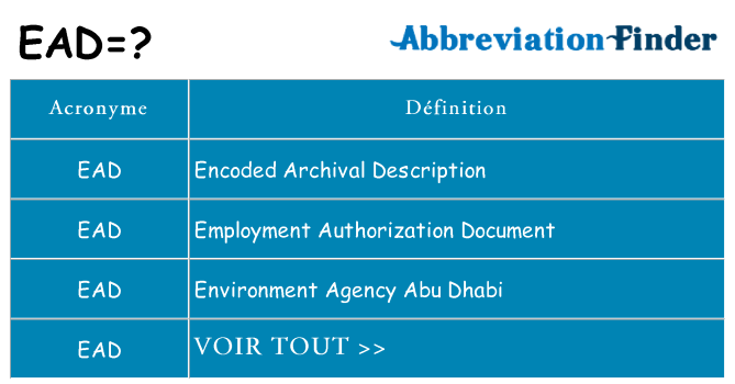 Ce que signifie le sigle pour ead