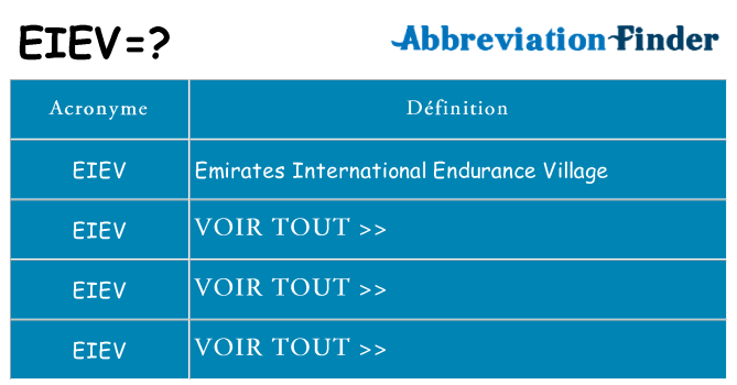 Ce que signifie le sigle pour eiev