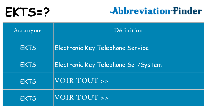 Ce que signifie le sigle pour ekts