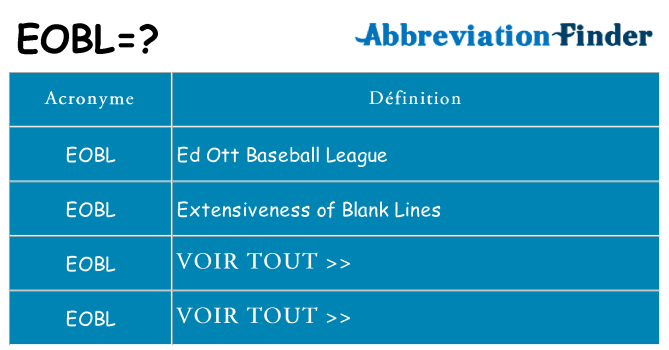 Ce que signifie le sigle pour eobl