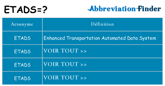 Ce que signifie le sigle pour etads