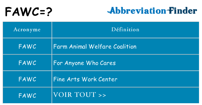 Ce que signifie le sigle pour fawc