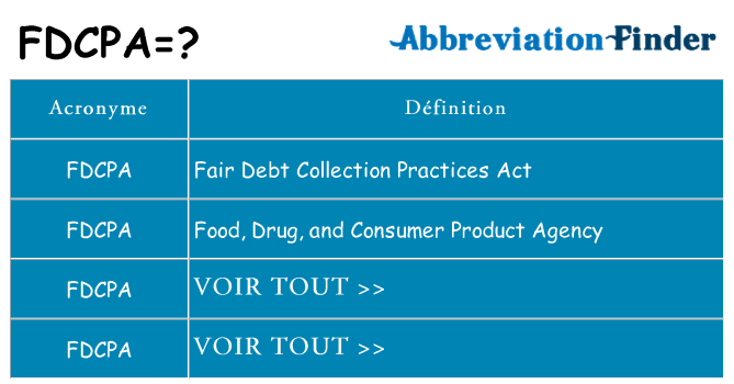 Ce que signifie le sigle pour fdcpa