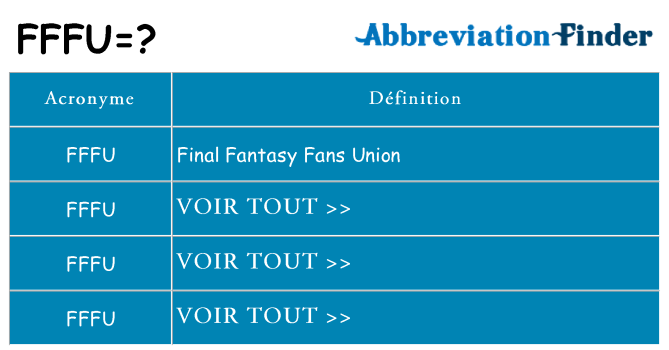 Ce que signifie le sigle pour fffu