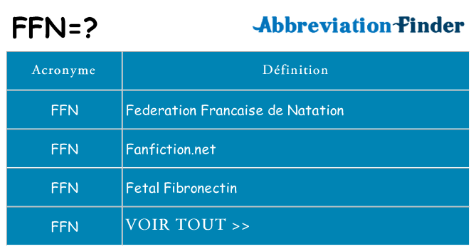 Ce que signifie le sigle pour ffn