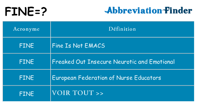 Ce que signifie le sigle pour fine