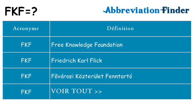 Ce que signifie le sigle pour fkf
