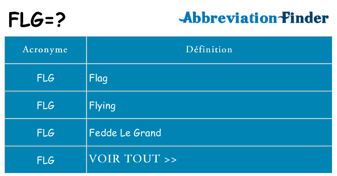 Ce que signifie le sigle pour flg