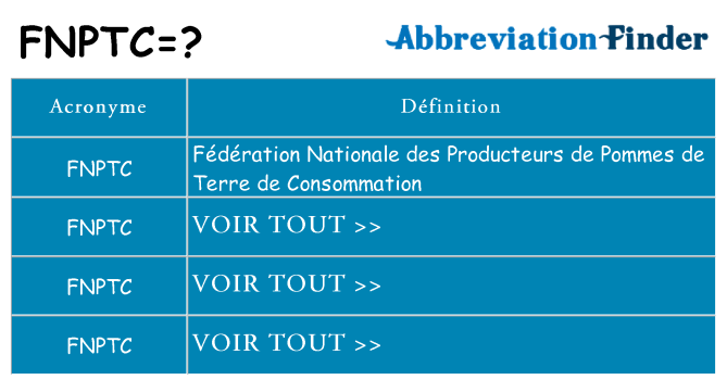 Ce que signifie le sigle pour fnptc