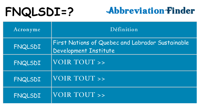 Ce que signifie le sigle pour fnqlsdi